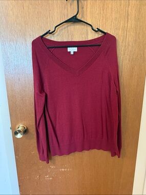 Lucky Brand Women's Burgundy Red V-Neck Sweater
